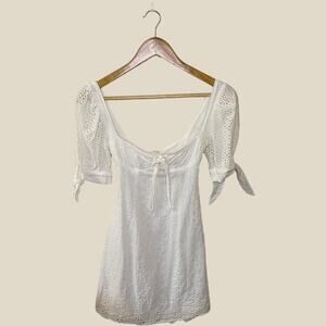 White eyelet mini dress